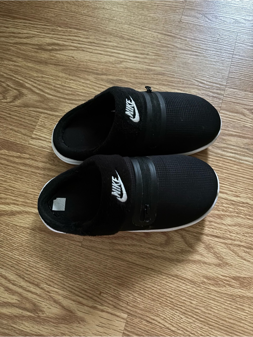 Nike Black Slip-On Women's Clog Slippers with White Swoosh